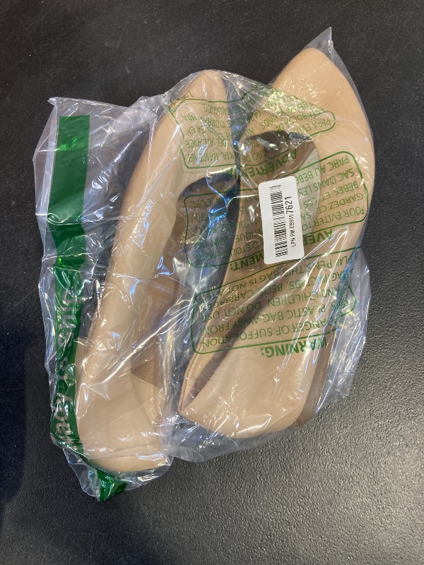 Photo 1 of Amazon Essentials Women's Pointed-Toe Ballet Flat, Beige Faux Leather, 9.5 Wide