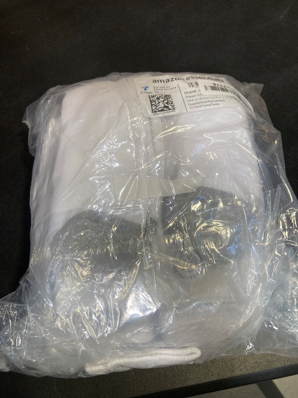 Photo 1 of Amazon Essentials Men's Cotton Crew Socks - Comfortable, Durable, Half-Cushioned, 10 Pairs, White, 8-12