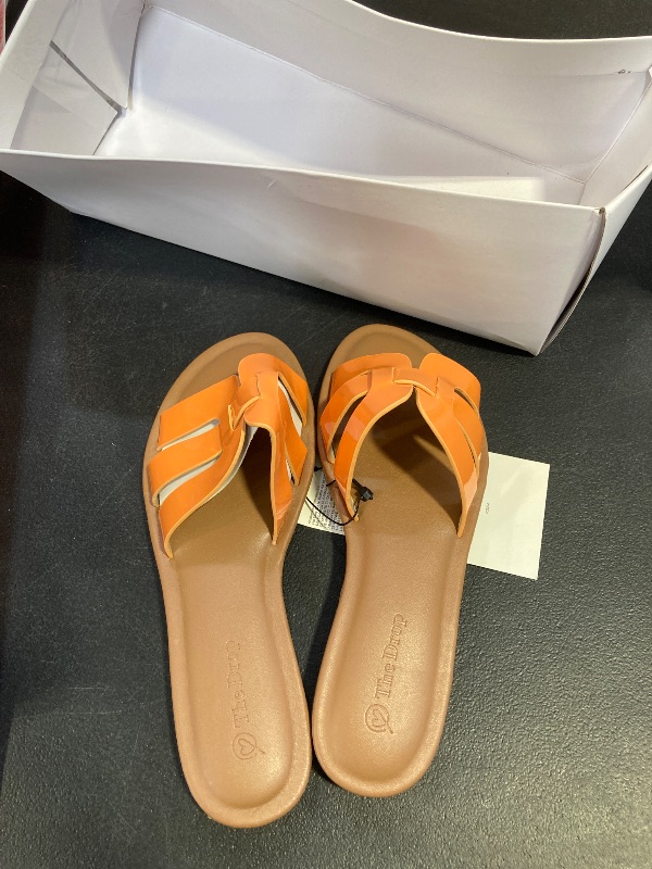 Photo 1 of The Drop Women's Monika Flat H-Band Slide Sandal, Carrot Orange, 6.5
