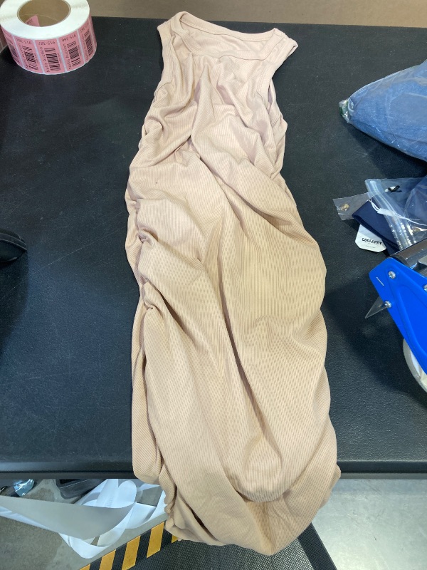 Photo 1 of Women's Casual Basic Pencil Dress Sexy Bodycon Midi Club Dress, Medium, Short Sleeve Khaki MED