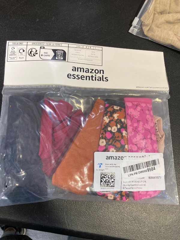 Photo 1 of Amazon Essentials Cotton Thong Underwear for Women, Pack of 6, Multicolor/Ditsy Floral/Dots/Floral, Large