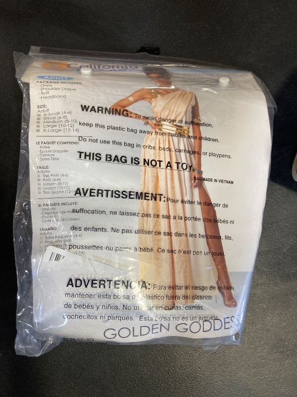 Photo 1 of California Costumes, Golden Goddess, Adult, Small, Cream/Gold