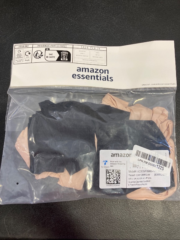 Photo 1 of Amazon Essentials Women's Microfiber Underwear (Hipster & Thong, Available in Plus Size), Pack of 6, Black/Soft Petal, Large