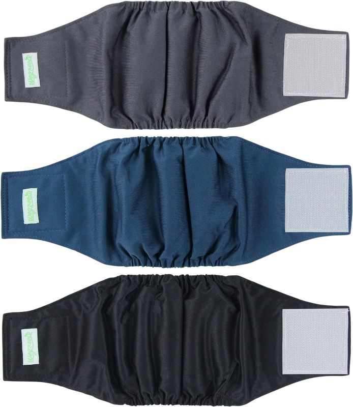Photo 1 of Wegreeco Washable Male Dog Belly Band (Stylish Pattern)- Pack of 3 - Washable Male Dog Belly Wrap, Dog Diapers Male (Black, Charcoal, Navy, X-Small)
