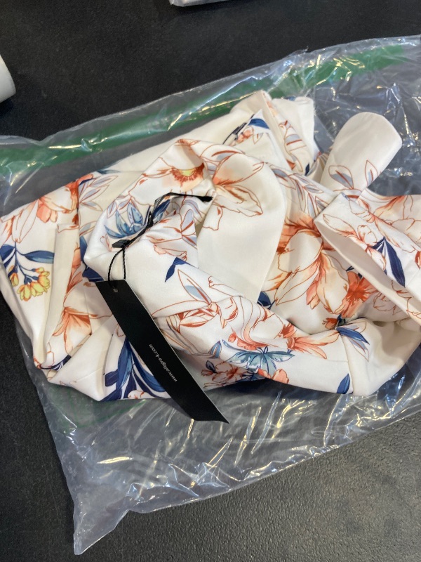 Photo 1 of Allegra K Women's Open Front Office Work Business Casual Lightweight Summer Crop Suit Blazer Large White-Floral LARGE