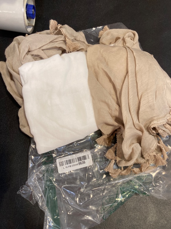 Photo 1 of 2 Pieces Women Beach Batik Long Sarong Swimsuit Cover up Wrap Pareo with Tassel for Women Girls (White, Khaki, X-Large)