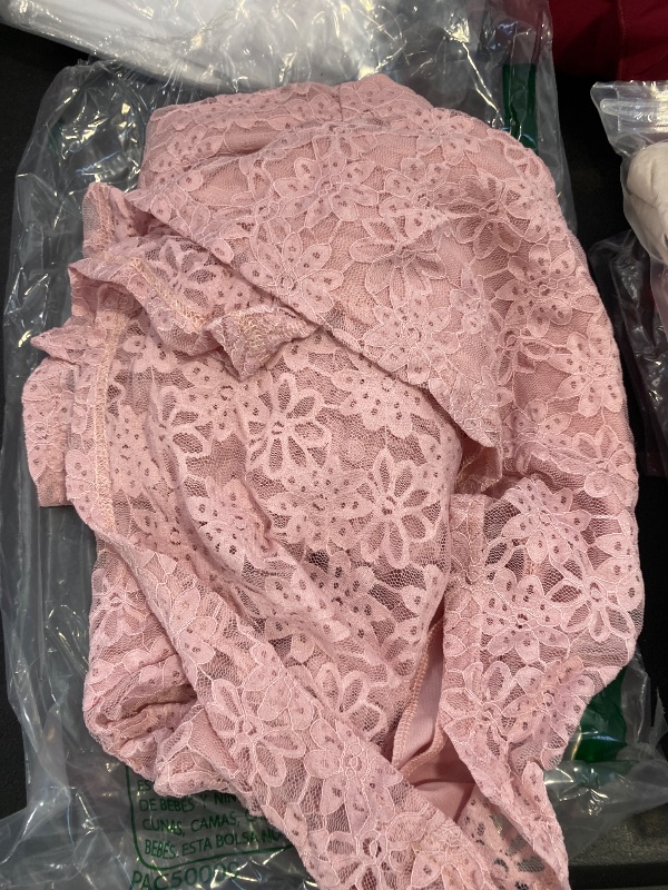 Photo 1 of HOSIKA Girls Halter Neck Sleeveless Elegant Floral Lace A-line Flared Swing Party Dress for Kids 6-12 Years Pink XL size 12-13y