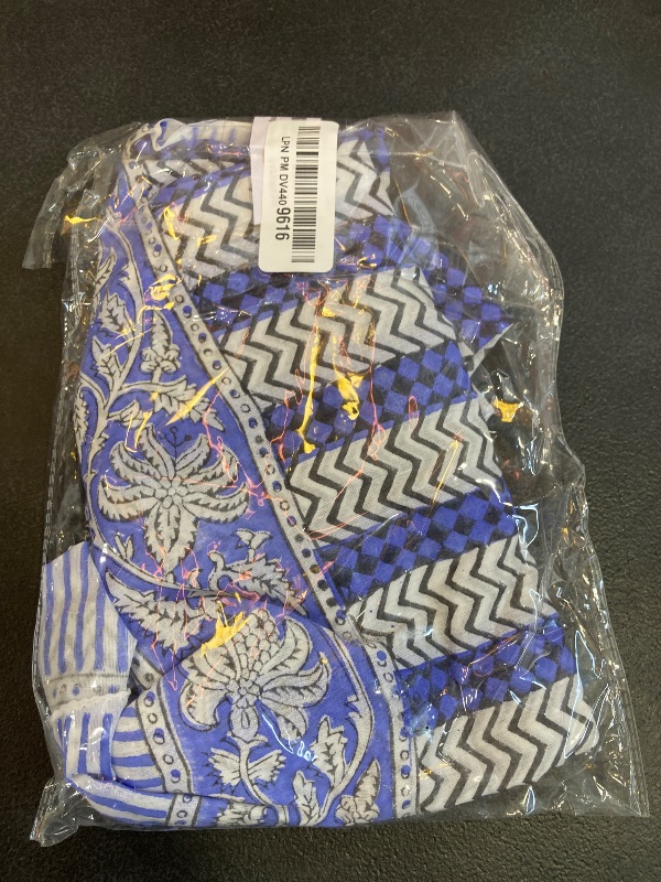 Photo 1 of Cotton Indian Handmade Soft Sarong For Women's Night Comfort Bikini Beach Cover Up Hand Block Print Summer Ethnic Vintage Geometric Print Boho & Hippie Blue