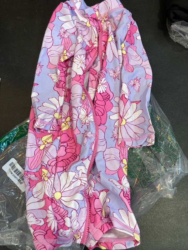 Photo 1 of UMELOK Baby Girls Swimsuit One Piece Full Zip with Long Sleeve UPF 50+ Sun Protection Sunsuit Pink Flower,9M