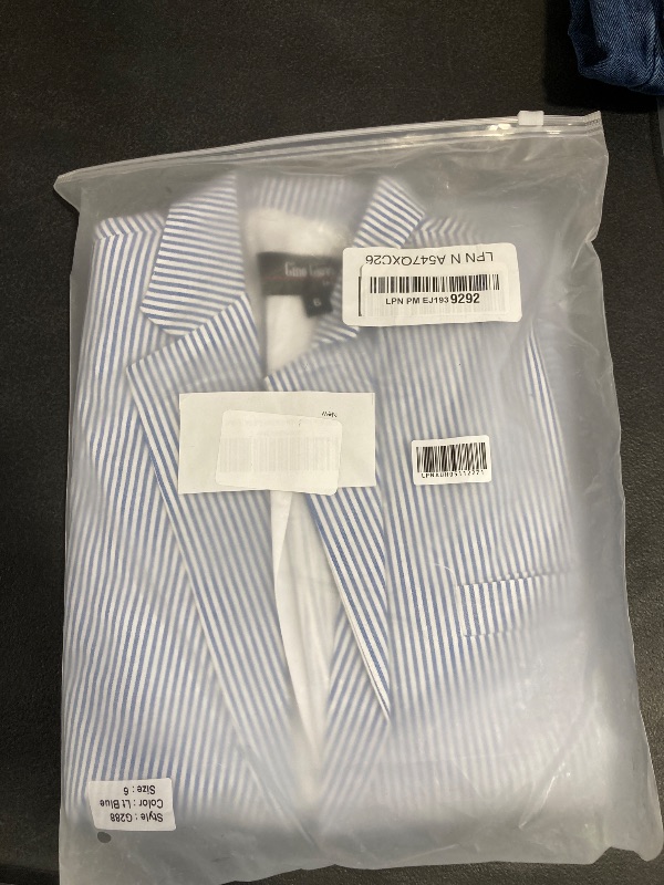 Photo 1 of G288 Boys Seersucker 2 Button Suit Set (6, Blue)