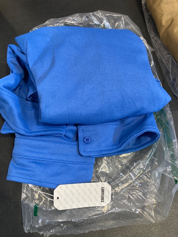 Photo 1 of COOFANDY Untucked Shirts for Men Big and Tall Long Sleeve Button Up Shirts with Pocket Casual Jacket, Blue, 3X-Large