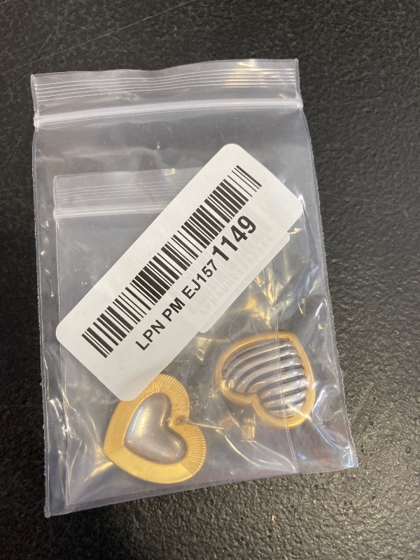 Photo 1 of MYCUTEY Two-toned Heart Stud Earrings For Women Gold Edge Antique Silver Striped Heart Earrings For Women Small Vintage Flat Back Stud Earring