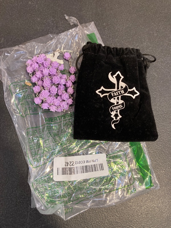 Photo 1 of Hertos Purple Rosary Beads Blessed Soil Holy Lands Necklace Roman Catholic Christian Religious Terra Jerusalem