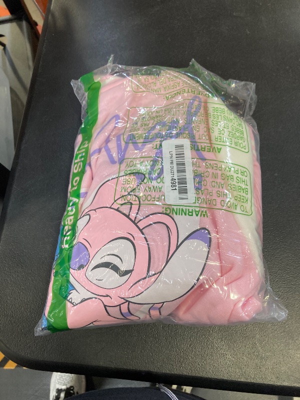 Photo 1 of Disney Lilo & Stitch Girl's Zip-Up Varsity Bomber Jacket - Casual Lightweight Coat with Stitch & Angel Graphic Print for Kids (Pink, Size 10/12)