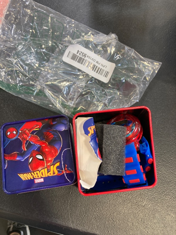 Photo 1 of Marvel Spider-Man Kids' LCD Watch – Flashing LED Bullet Band, Digital Time Display, Red & Blue Design, Durable Plastic Case, Adjustable Silicone Strap – Fits Wrists 5.5" to 8"