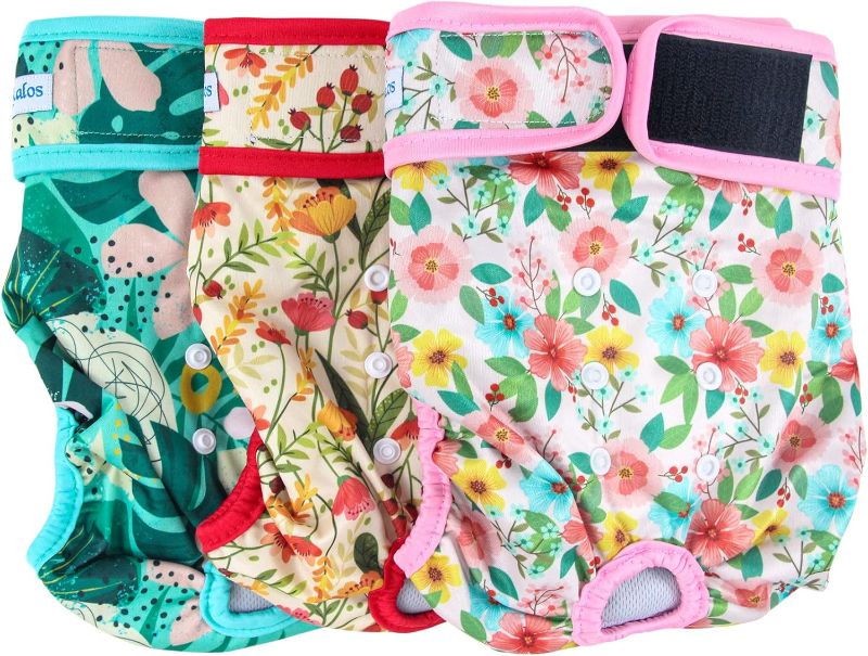 Photo 1 of Leekalos Reusable Washable Dog Diapers Female (3 Pack) - Highly Absorbent Doggie Diapers - Size Adjustable Puppy Diapers for Dog Period Panties (Large, Flora)
LARGE 
