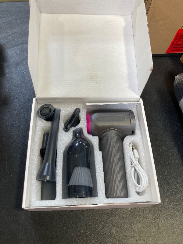 Photo 1 of KMM Handheld Car Vacuum Cleaner, 4 in 1 Vacuum Cleaner 16000Pa Air Duster, 3-Speed Adjustable 120W High Power Vacuum Cleaner with LED Light and Multi-Nozzles for Car, Home, Office, Pet