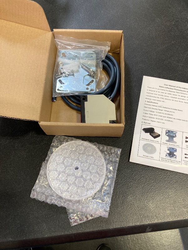 Photo 1 of Mageway Indoor E3JK-R4M1 Retro-Reflective Photoelectric Beam Sensor 12-240VDC 24-240VAC Infrared Sensor Switch Proximity Switch 6FT Cable Induction 4M