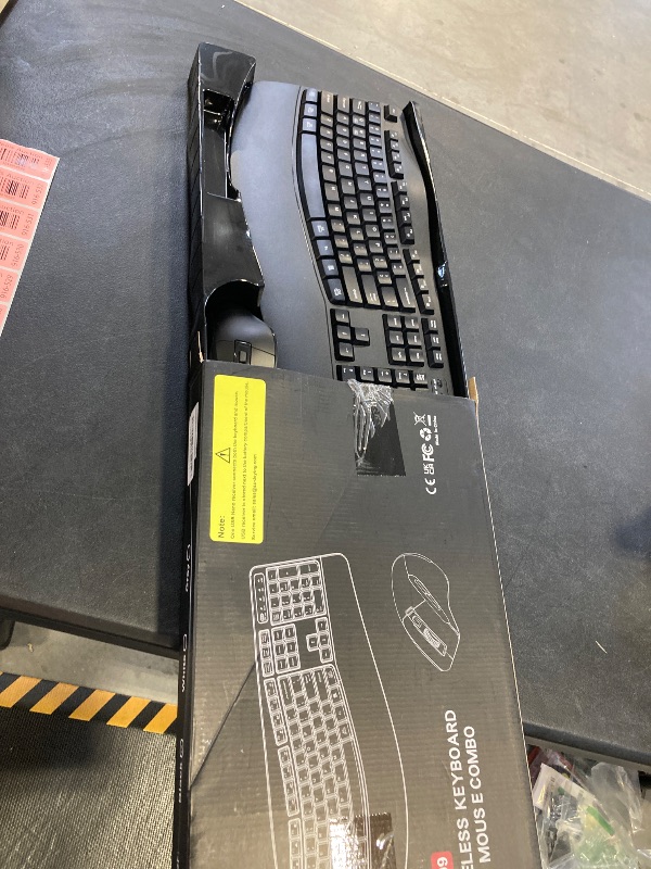 Photo 1 of Wireless Keyboard and Mouse Combo, 2.4G Full Size Wave Keys Ergonomic Keyboard with Wrist Rest and 3-Level DPI Adjustable Wireless Ergonomic Mouse for Windows, Mac OS Desktop/Laptop/PC(Black)