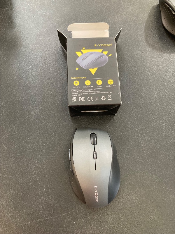 Photo 1 of E-YOOSO Wireless Mouse for Laptop, Portable Optical Computer Mouse, 6 Buttons, Cordless 2.4GHz with USB Receiver, 5-Level 4800 DPI, 18 Months Battery Life for PC Chromebook Windows Mac