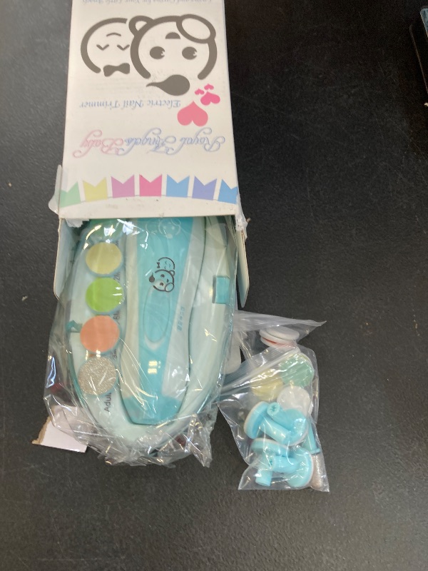 Photo 1 of Baby Nail Trimmer 21 in 1, Usage Labeled Case & 13 Extra Replacement Tools, Royal Angels Baby Electric Nail File, Baby Nail Care, Nail Clipper Newborn Toddler Toes & Fingernails Nail Kit (Blue)