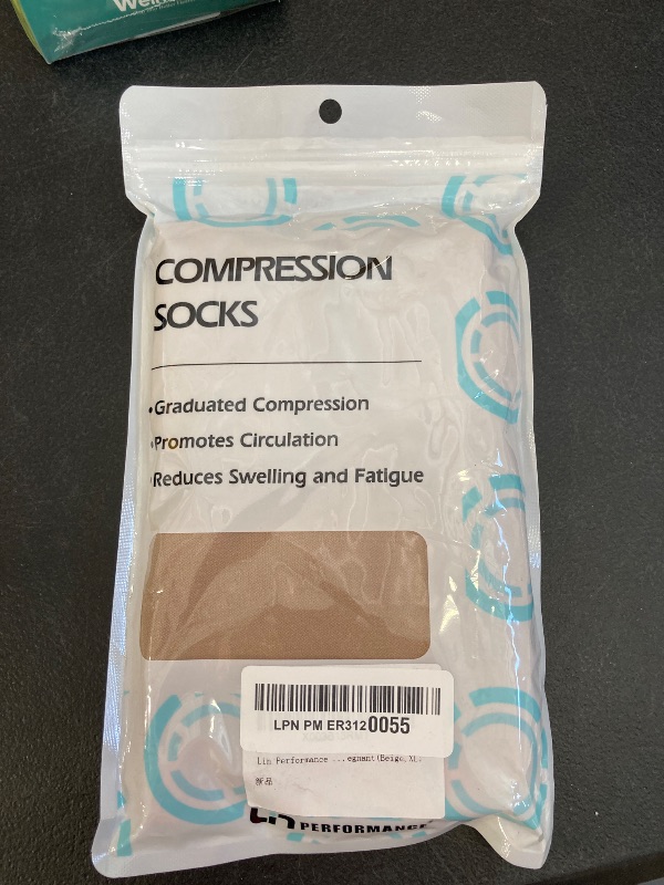 Photo 1 of Lin Performance 15-20 mmHg Medical Compression Stockings for Women and Men Thigh High Dot-Top Open Toe Socks for Varicose Vein Swollen legs Travel Flight Pregnant(Beige,XL)
