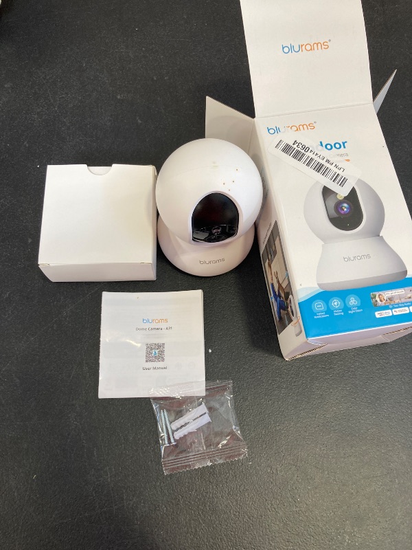 Photo 1 of blurams Indoor Camera 2K, Cameras for Home Security 5GHz, 360° Pet Camera w/Motion Tracking, Phone App, 2-Way Audio, IR Night Vision, Siren, Works with Alexa & Google Assistant