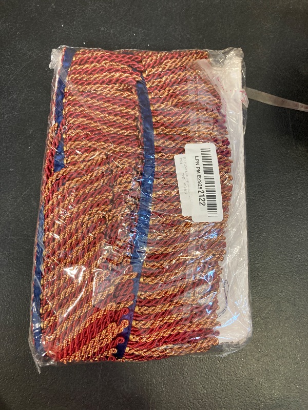 Photo 1 of BEL AVENIR Curtain Fringes Bullion Fringe Trim with Blue Ribbon 5.3 Yard x 3 Inches Fabric Trims Sewing DIY Decoration for Curtain Sofa Clothes (Mix Red)