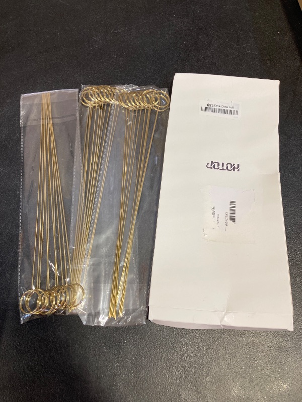Photo 1 of Hotop 30 Pcs Floral Card Holder Pick Metal Wire Flower Place Card Stick 13.4 in Picture Photo Memo Holder Round Floral Gift Stick Clip for Centerpiece Table Wedding Baby Shower Party Favor(Gold)