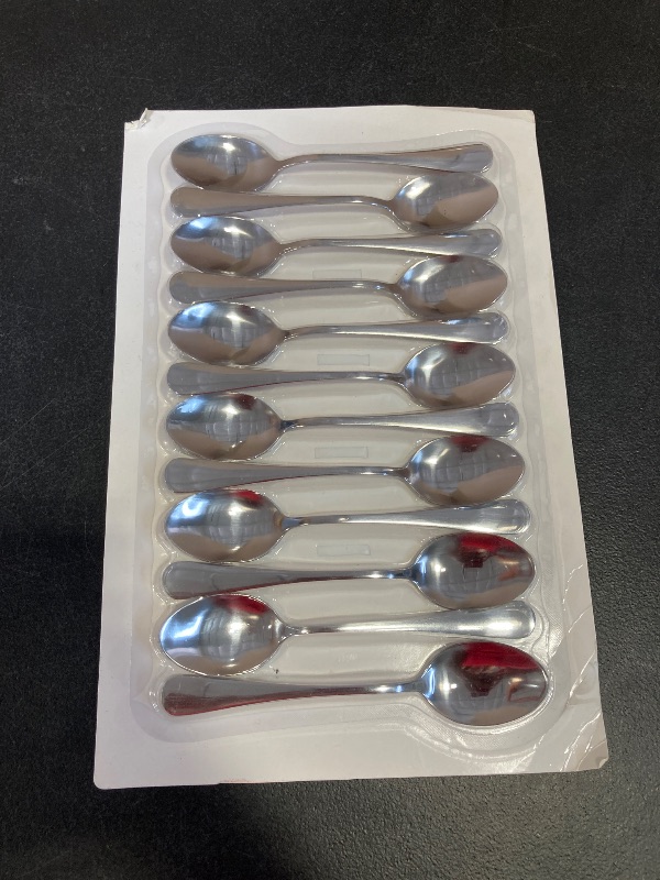 Photo 1 of 12 Pcs Teaspoons Set, Food-Grade Stainless Steel Spoons Silverware, Cutlery Tea Spoons, Durable Dessert Spoons, Metal Spoon for Home, Kitchen or Restaurant, Mirror Polished, Dishwasher Safe 6.7 Inch