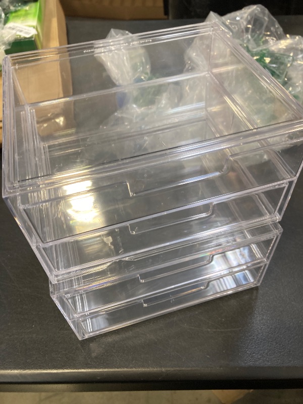 Photo 1 of STORi Chloe Space-Saving Clear Drawer Organizer (4 Wide Drawers) Sort Office, Kitchen, Beauty Supplies, Makeup, Pens, Jewelry, Stationary, Made in USA