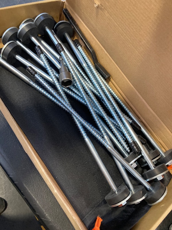 Photo 1 of 15 Pcs 12" Hex Pegs Drillable Tent Stakes, Heavy Duty Metal Ground Pegs, Screw in Camping Spikes, for Garden Canopies Grassland Canopies Awnings Camping Travel (Hex Tool and Storage Bag)