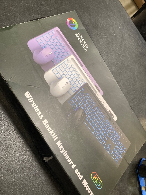 Photo 1 of Wireless Keyboard and Mouse Combo- 7-Color Backlit, Wrist Rest, Rechargeable, Silent Light-Up Keys, RGB Mouse, Ergonomic Full Size Keyboard with Phone Holder for Windows, Mac, PC, Laptop - Trueque