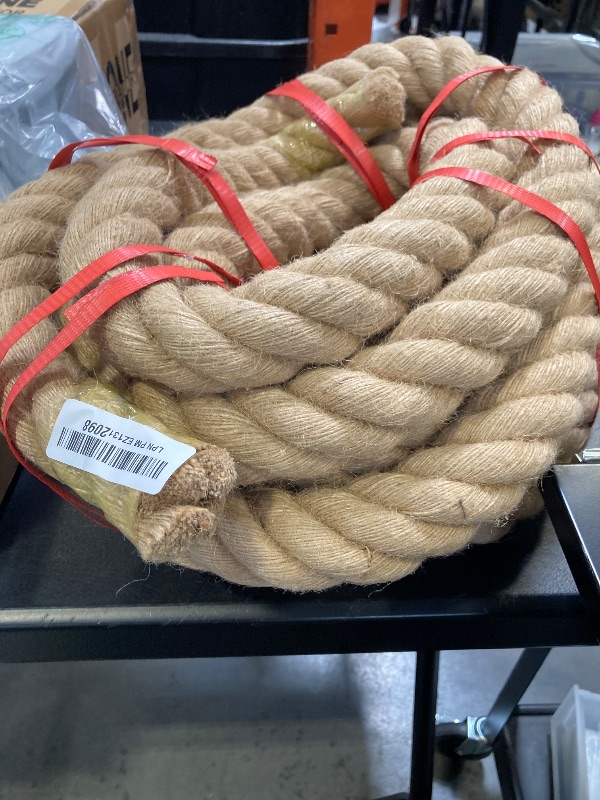 Photo 1 of Goyappin Thick Twisted Manila Ropes 2inx25ft Natural Jute Rope Heavy Duty Hemp Rope for Swing Bed, Crafts, Railing, Tug of War, Landscaping, Gardening, Bundling, Hammock, Home Decorating
