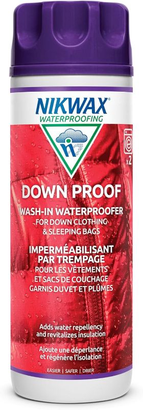 Photo 1 of Nikwax Down Proof Wash-in Waterproofing Restores DWR Water Repellency to Down Filled Jackets, Outerwear, Vests, Sleeping Bags, Quilts, and Bedding, Revitalizes and Protects Insulation and Loft