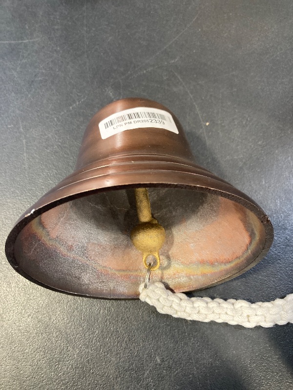 Photo 1 of 7" Aluminum Dark Coke Copper Antique Premium Loud Striking Sound Boat Decor Bell with Cotton Braided Rope | Classic Nautical Elements | Nagina International