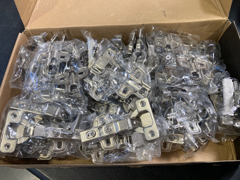 Photo 1 of Chibery 50 Pack Half Overlay Soft Close Concealed Frameless Cabinet Hinges, Satin Nickel, 105°, Stop at Will 45-105 Degree, Self Closing, 3D Adjustment, Clip On, Stainless Steel for Cupboard Kitchen