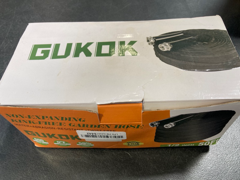 Photo 1 of GUKOK Non-Expanding Garden Hose, Lightweight, Ultra Flexible, Durable, Kink-Free Garden Hose, RV, Marine and Camper Hose, 50-Feet x 1/2-Inch