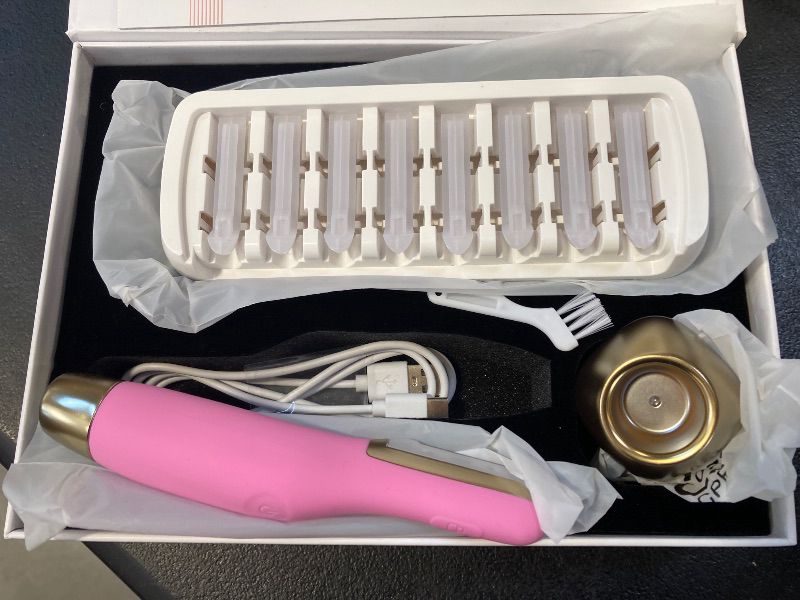 Photo 1 of Sonic Dermaplane Razor for Peach Fuzz with 8 Replaceable Blades(Pink-B0110)
