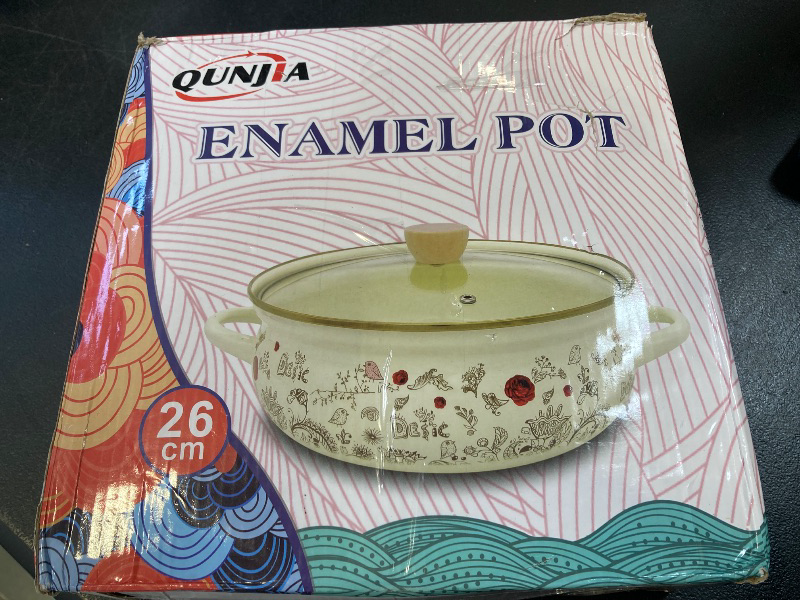 Photo 1 of Enamel Stock Pot with Lid, Floral Retro Cooking Pot for Stove Non Stick Soup Pot, Induction Pasta Pot, All Stove Compatible (STYLE1)