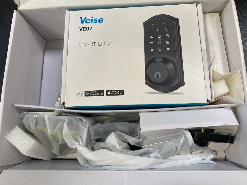 Photo 1 of Veise VE07-H Fingerprint Smart Locks for Front Door with Handle Set, App Control, Keyless Entry Keypad Deadbolt, Digital Electronic Touchscreen, Easy Install, Auto Lock, Matte Black