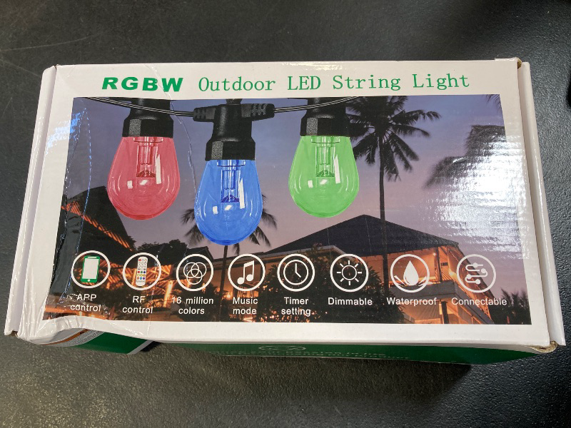 Photo 1 of Outdoor String Lights 27FT, Outdoor Lights for Patio with 10 Dimmable RGBW LED Bulbs, IP66 Waterproof Shatterproof, with APP Control & Remote, 24V Adapter Color Change,for Backyard Decor