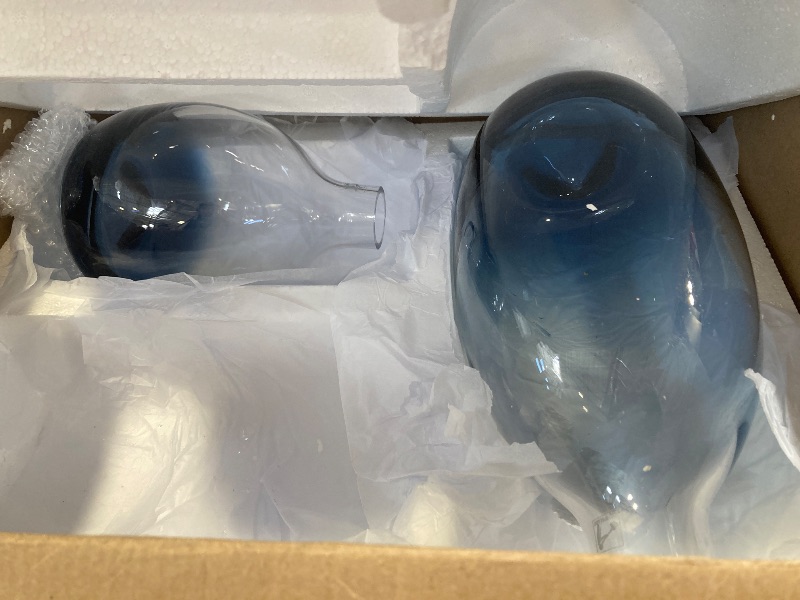 Photo 1 of CONVIVA Glass Vase Set Table Centerpieces Art Glass Flower vases Modern Blue Decorative Floral Room Décor Living Dining Room Wedding Party Event Tabletop Set of 3