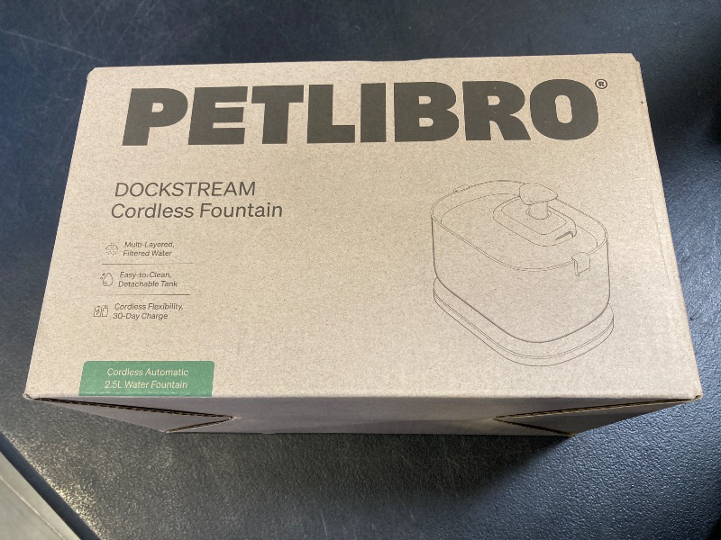 Photo 1 of PETLIBRO Cat Water Fountain, Cordless Pet Water Fountain Battery Operated, 2.5L/84oz Dockstream Water Fountains for Cats Indoor, Cat Fountain with Stainless Steel Tray, Easy to Clean BPA-Free