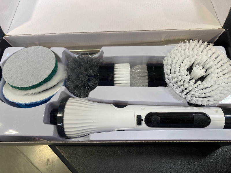 Photo 1 of Leebein Electric Spin Scrubber, Electric Cleaning Brush with 8 Replaceable Brush Heads, Long Handle Toilet Scrub Brush, 4 Angles Adjustable Cordless Spin Scrubber for Bathroom, Tub, Tile, Toilet