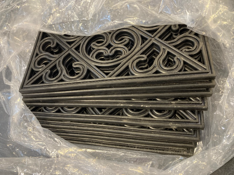 Photo 1 of Pangda 8 Pcs 12 x 12 Inch Rubber Stepping Stone Outdoor for Garden Pathway Paver Outside Stepping Tile Heavy Duty Retro Decorative Pavers for Walkway Path Landscaping Yard Lawn(Black, Cross Square)