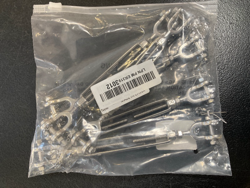 Photo 1 of 6 Pack Turnbuckle 3/16(M5) 304 Stainless Steel Turnbuckles, 660 lbs Working Load Limit, Jaw and Jaw Turnbuckle for Cables Wire Rope Tension, Cable Railing, Shade Sail