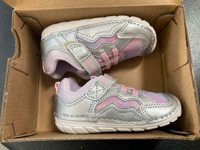 Photo 1 of Stride Rite baby girls Soft Motion Kylo Sneaker, Silver/Multi, 4.5 Toddler US