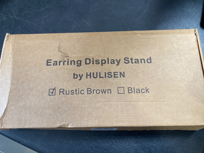 Photo 1 of HULISEN Earring Display for Vendors, Adjustable Height Earring Display Stands for Selling, Jewelry Display for Earring Card, Earring Rack Display Holder with Tray, 30 Hooks, Carbonized Brown