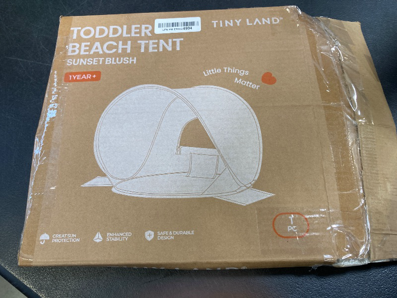 Photo 1 of Tiny Land Baby Beach Tent – Pop Up Baby Tent with UV Protection, Portable Baby Beach Essentials, 35"x28"x32" Sun Shelter for Infants, Baby Outdoor Use (Pink)